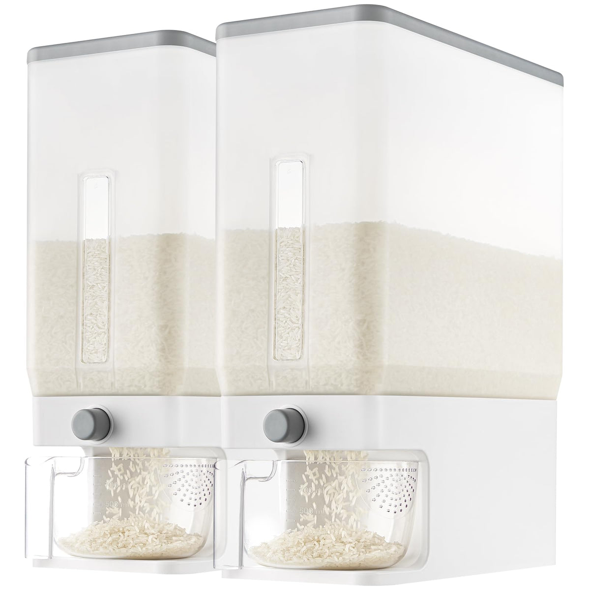 Lifewit Rice Container 25 Lbs, One-Press Dispenser with Measuring Cup