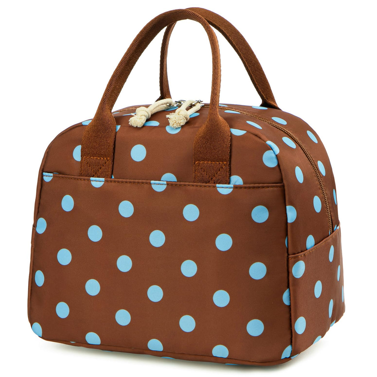 LOVELYWIND Women Lunch Box,Insulated Lunch Bag,Black Polka Dot 14-Can(9L)