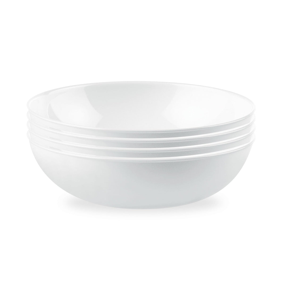 Corelle 4-Pc Versa Bowls for Pasta Salad and More, Service for 4, Durable and Eco-Friendly 30-Oz, Compact Stack Bowl Set, Microwave and Dishwasher Safe, White