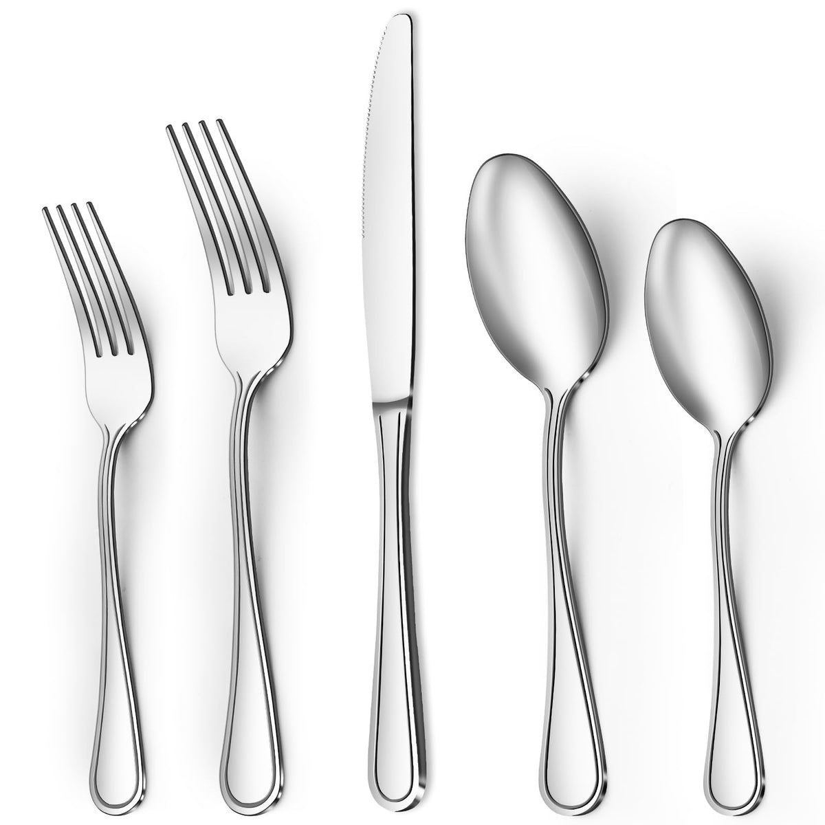 BEWOS 20 Piece Silverware Set - Stainless Steel Silverware Sets for 4 Include Spoon, Forks, Knives, Mirror Polished Flatware Set for Home, Kitchen, Restaurant, Dishwasher Safe