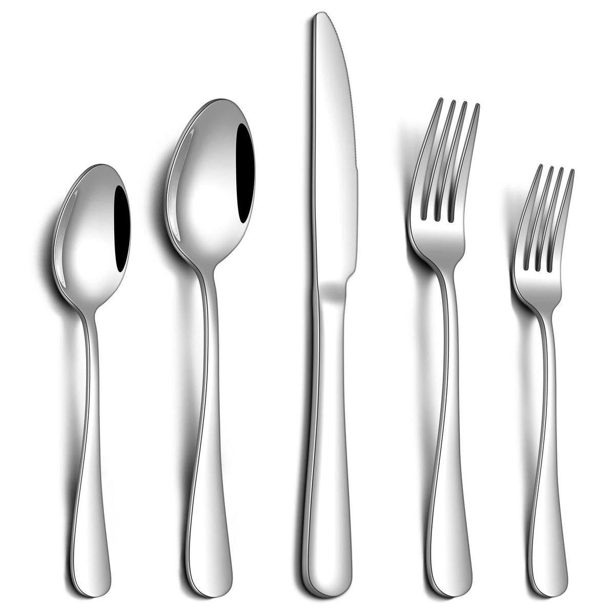 20 Piece Black Silverware Set, Stainless Steel Flatware Set for 4 Food Grade Novelty Flatware Cutlery Utensil Set Include Knife Fork Spoon Mirror Polished Dishwasher Safe