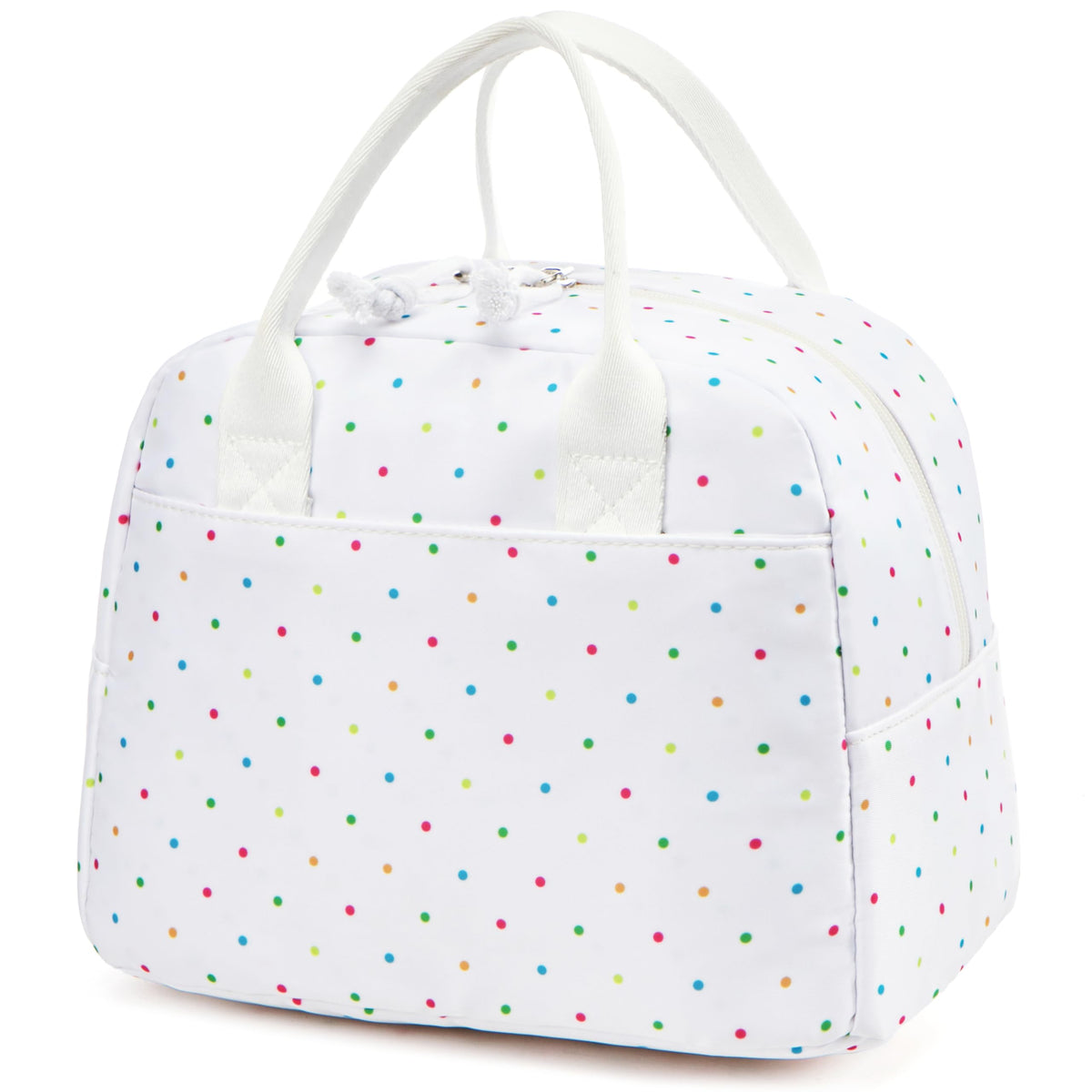 LOVELYWIND Women Lunch Box,Insulated Lunch Bag,Black Polka Dot 14-Can(9L)