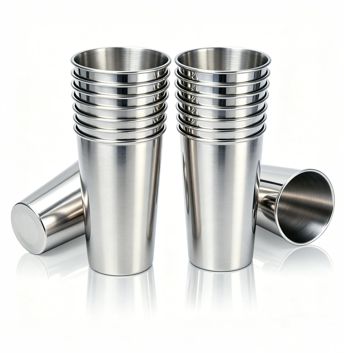 4 Pack 20 oz Stainless Steel Cups, Stackable&Reusable Pint Water Tumbler