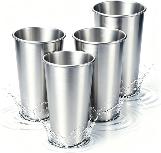 4 Pack 20 oz Stainless Steel Cups, Stackable&Reusable Pint Water Tumbler