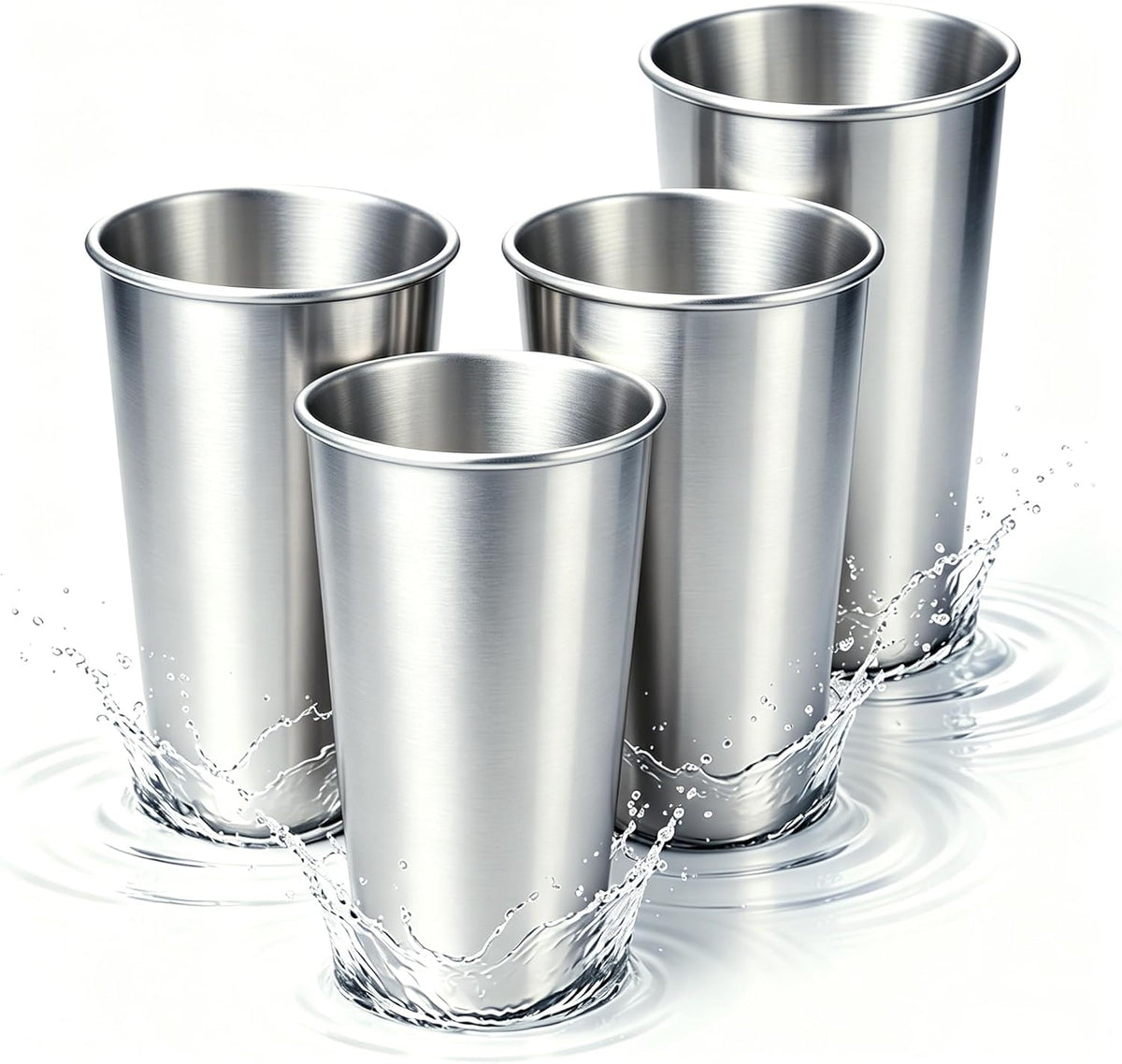 4 Pack 20 oz Stainless Steel Cups, Stackable&Reusable Pint Water Tumbler
