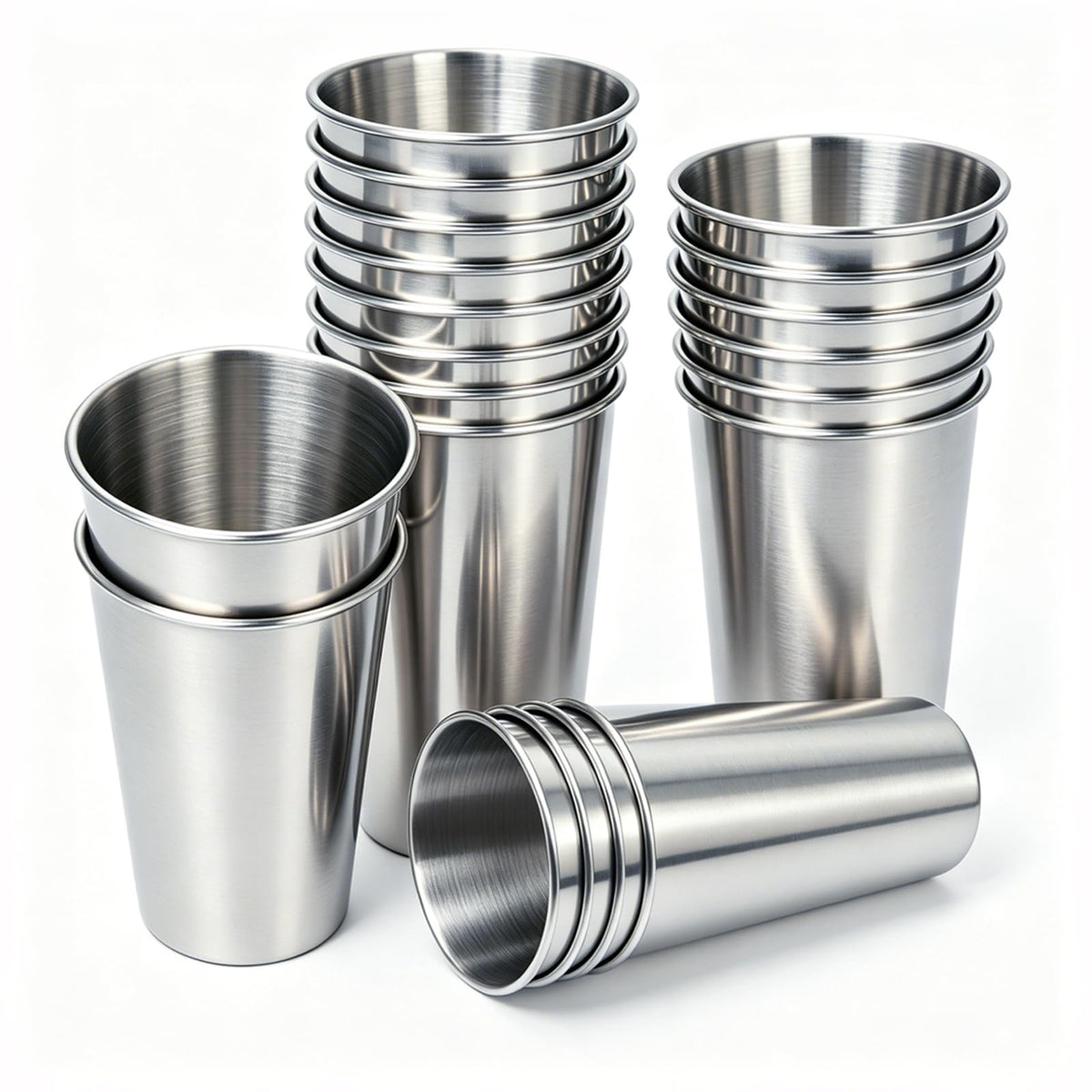 4 Pack 20 oz Stainless Steel Cups, Stackable&Reusable Pint Water Tumbler