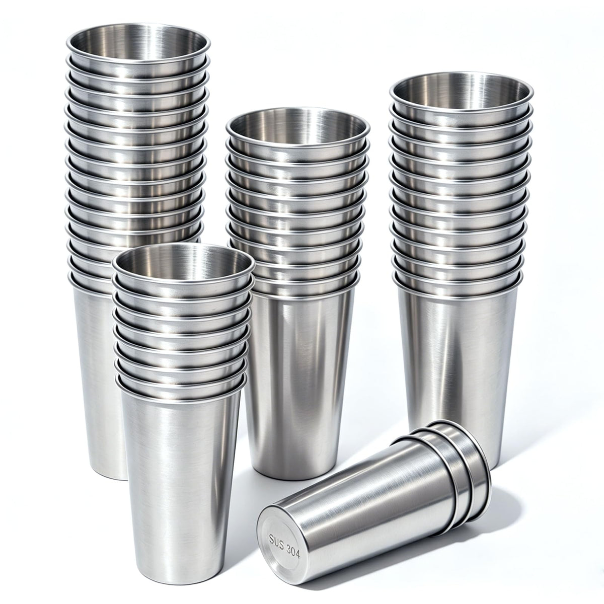 4 Pack 20 oz Stainless Steel Cups, Stackable&Reusable Pint Water Tumbler