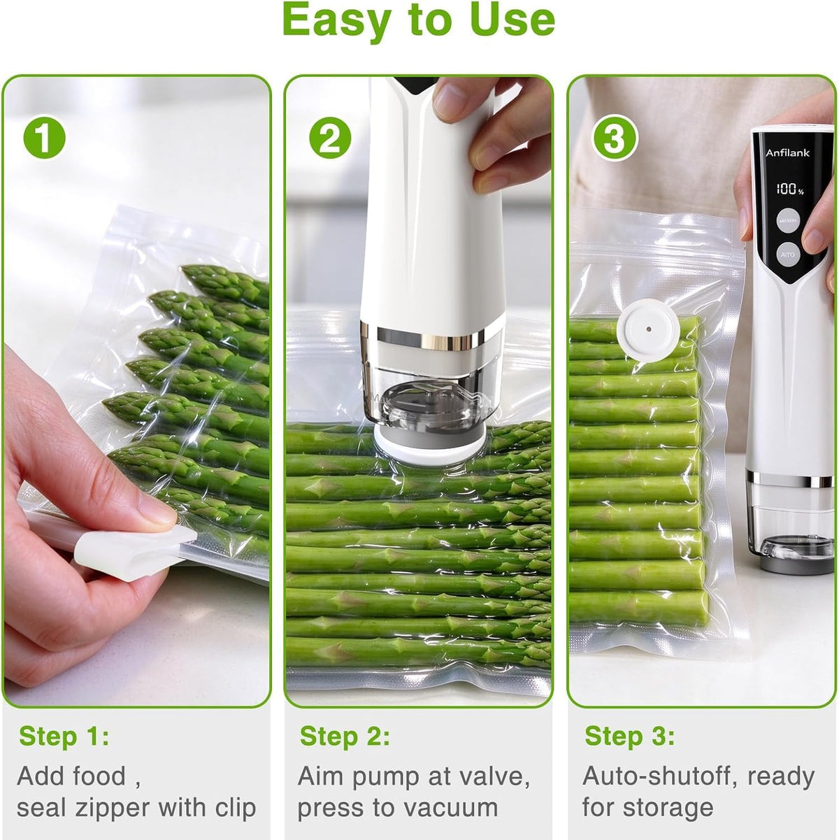 Handheld Food Vacuum Sealer for Food, 60kPa Vacuum, 55dB Ultra-Quiet