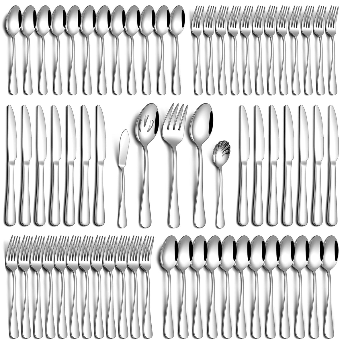 20 Piece Black Silverware Set, Stainless Steel Flatware Set for 4 Food Grade Novelty Flatware Cutlery Utensil Set Include Knife Fork Spoon Mirror Polished Dishwasher Safe