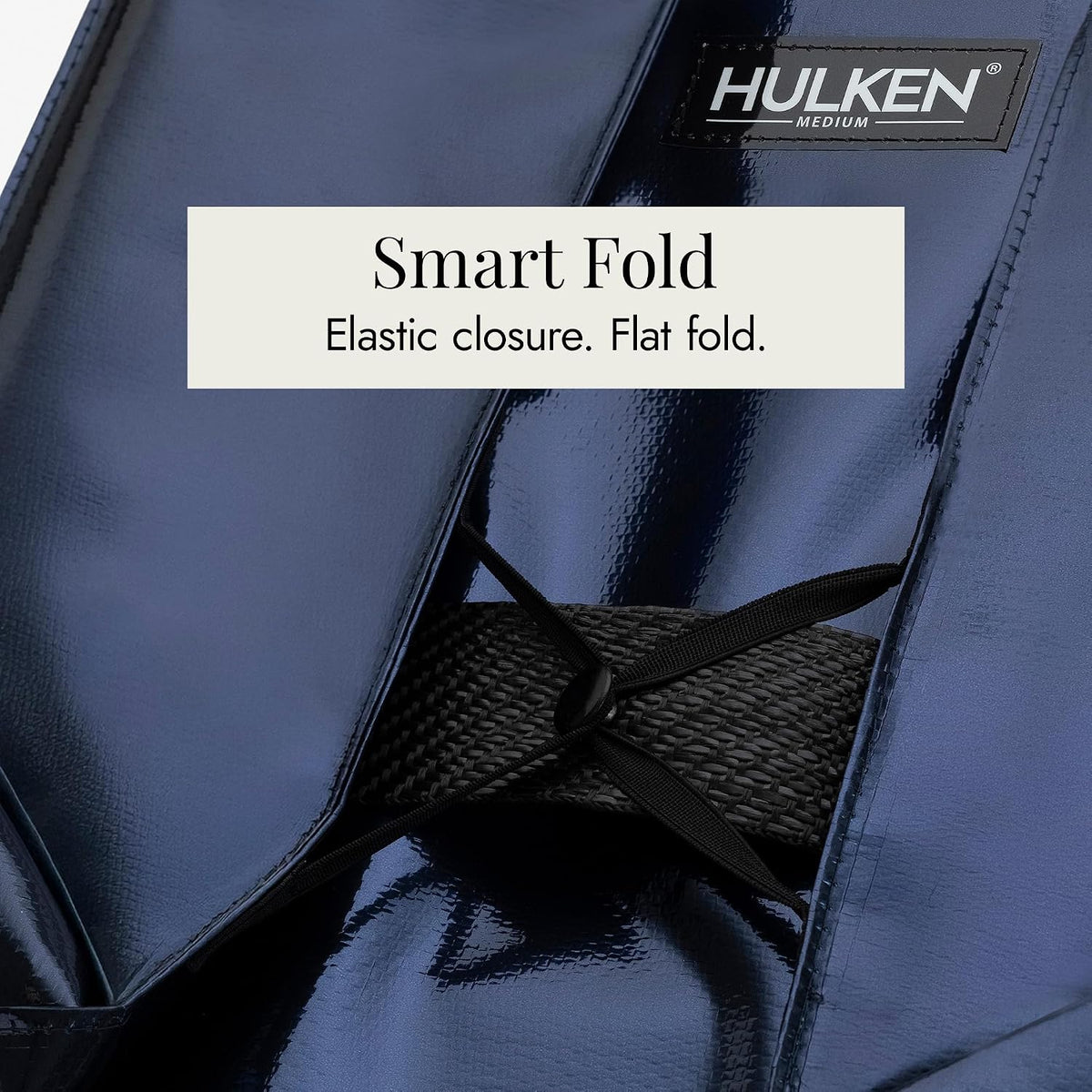HULKEN - Medium Midnight Blue, Reusable Grocery Bag On Wheels, Holds 66 lb