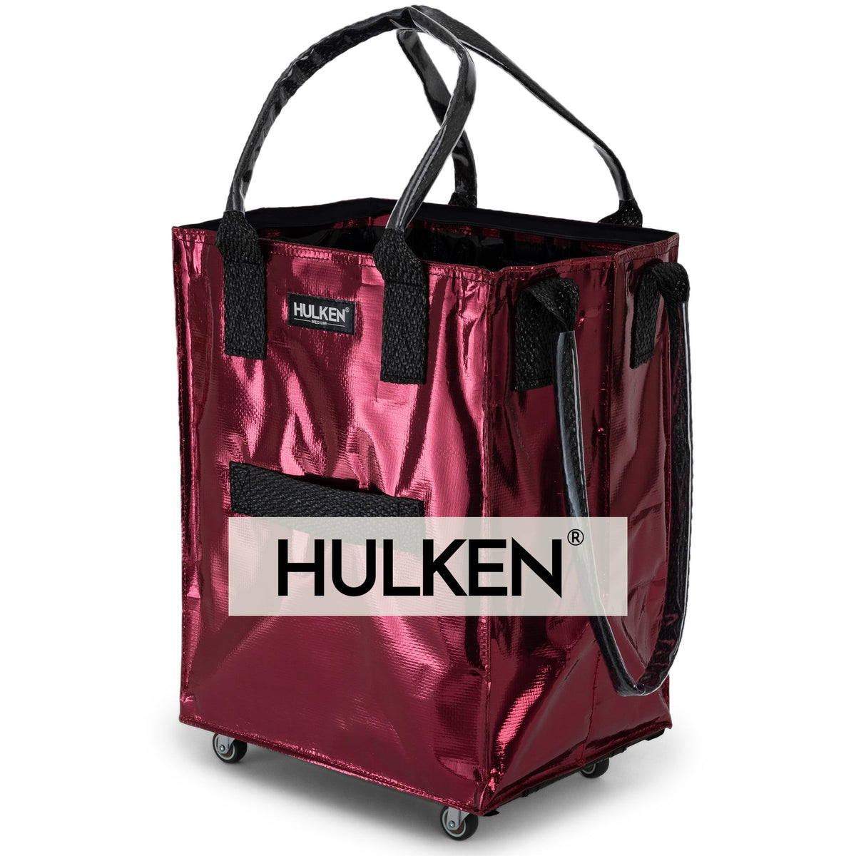 HULKEN - Medium Midnight Blue, Reusable Grocery Bag On Wheels, Holds 66 lb