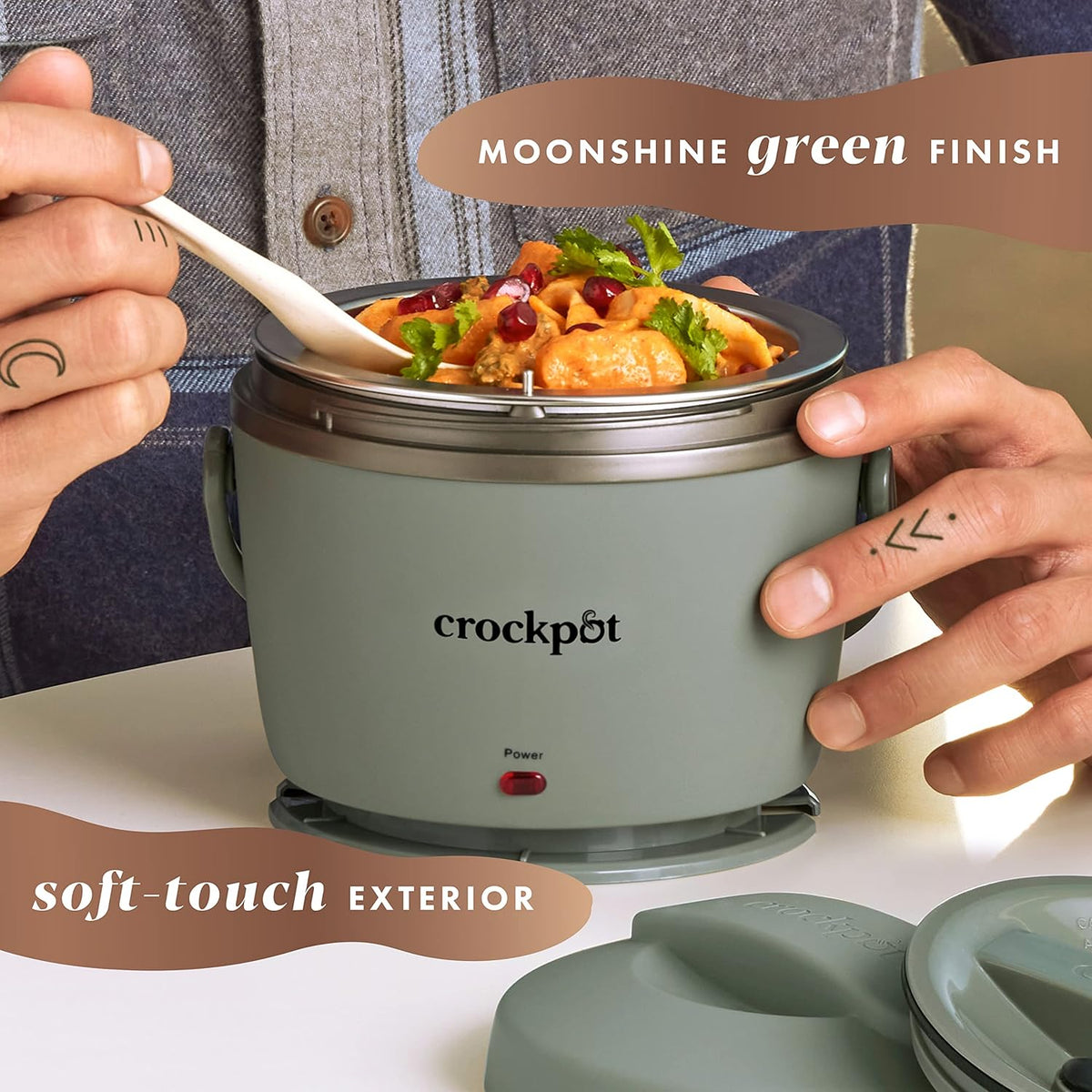 Crock-Pot Portable Electric Lunch Box 20-Ounce Food Warmer Moonshine Green | Ideal for Travel On-the-Go | Keeps Food Spill-Free Warm & Tasty (Pack of 4)