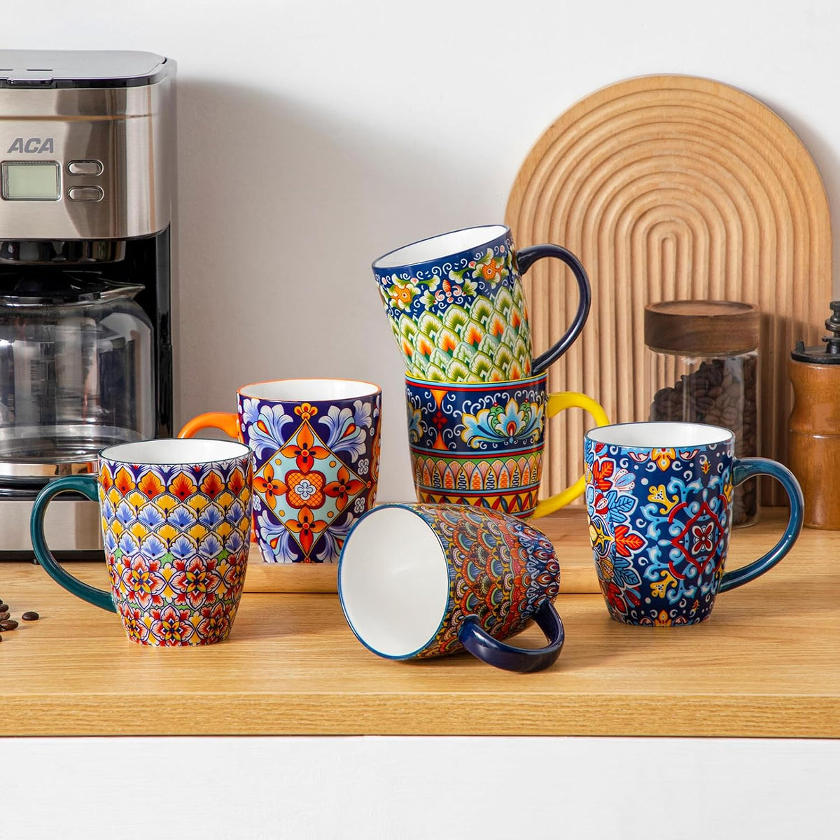 vancasso SIMI 16 oz Large Coffee Mugs Set of 6, Ceramic Cups with Handle