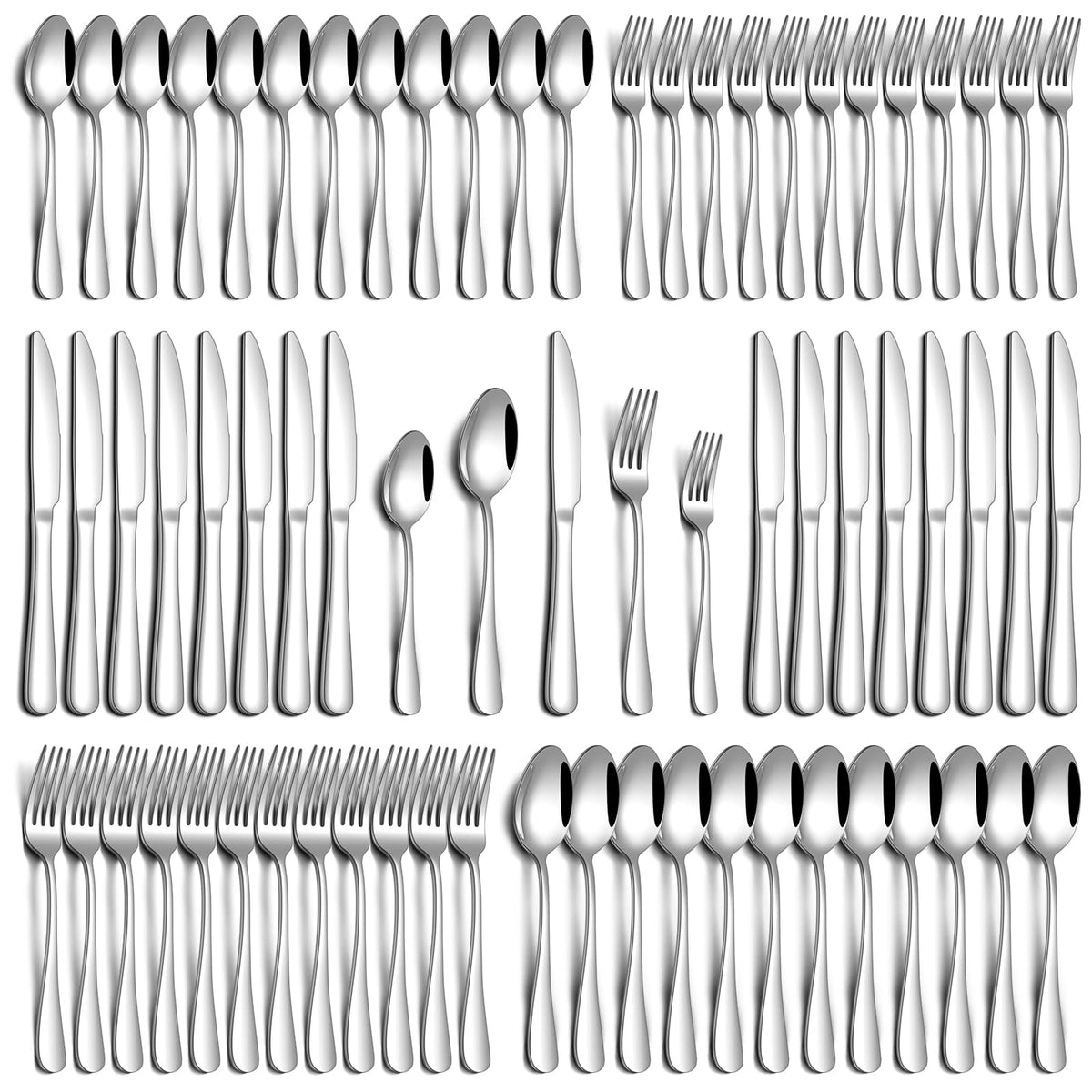 20 Piece Black Silverware Set, Stainless Steel Flatware Set for 4 Food Grade Novelty Flatware Cutlery Utensil Set Include Knife Fork Spoon Mirror Polished Dishwasher Safe
